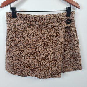 HYFVE Womens Size Large L  Wrap Skort ~ Zipper Button Cheetah Animal Print /A239